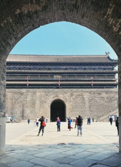 As soon as you enter the main gate of the Xi'an City Wall, you can see a tall city tower.