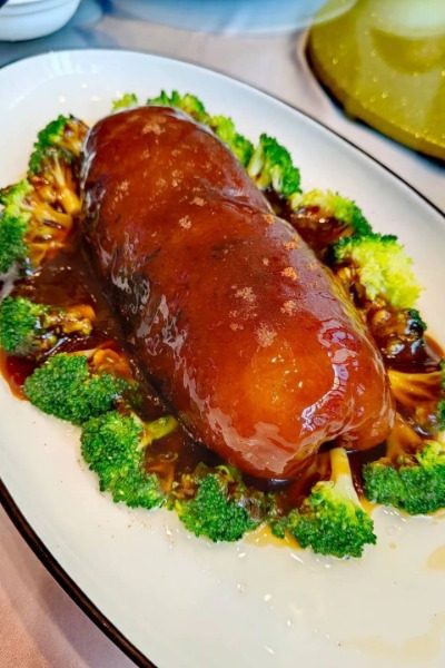 Authentic Shanghai Cuisine: Sea Cucumber with Shrimp Roe.