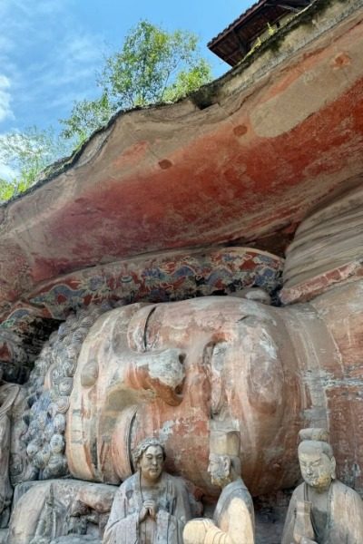 The Sleeping Buddha at the Dazu Rock Carvings in Chongqing.