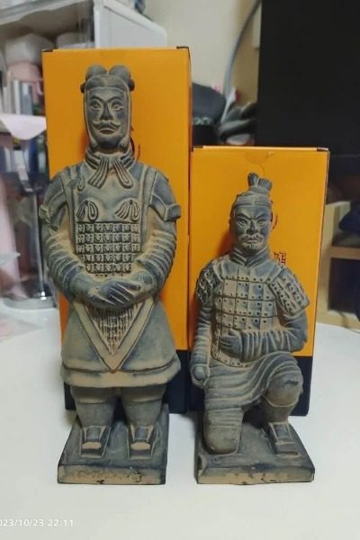 Terracotta warrior figurine souvenirs made from clay.