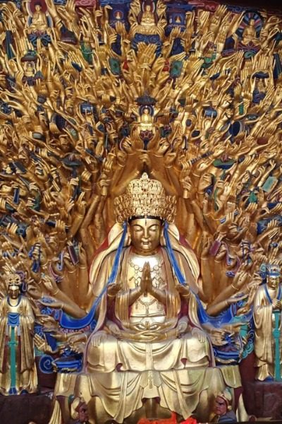 The Thousand-Hand Guanyin Statue at the Dazu Rock Carvings in Chongqing.