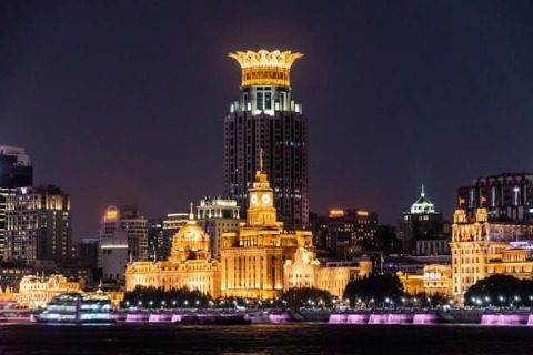 The beautiful night view of the Bund in Shanghai.