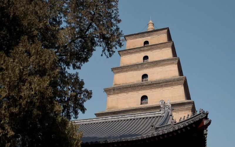 Sunny Day at the Big Wild Goose Pagoda in Xi'an