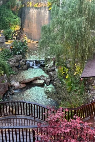 The small bridges, ponds, and willow trees of Xiahao Old Street in Chongqing.