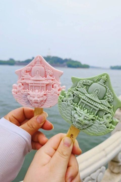 white pagoda-shaped ice cream